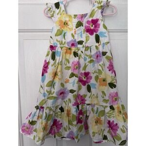 Gymboree Toddler Girls Floral Sleeveless Flutter Sleeve Tiered Dress Size 3